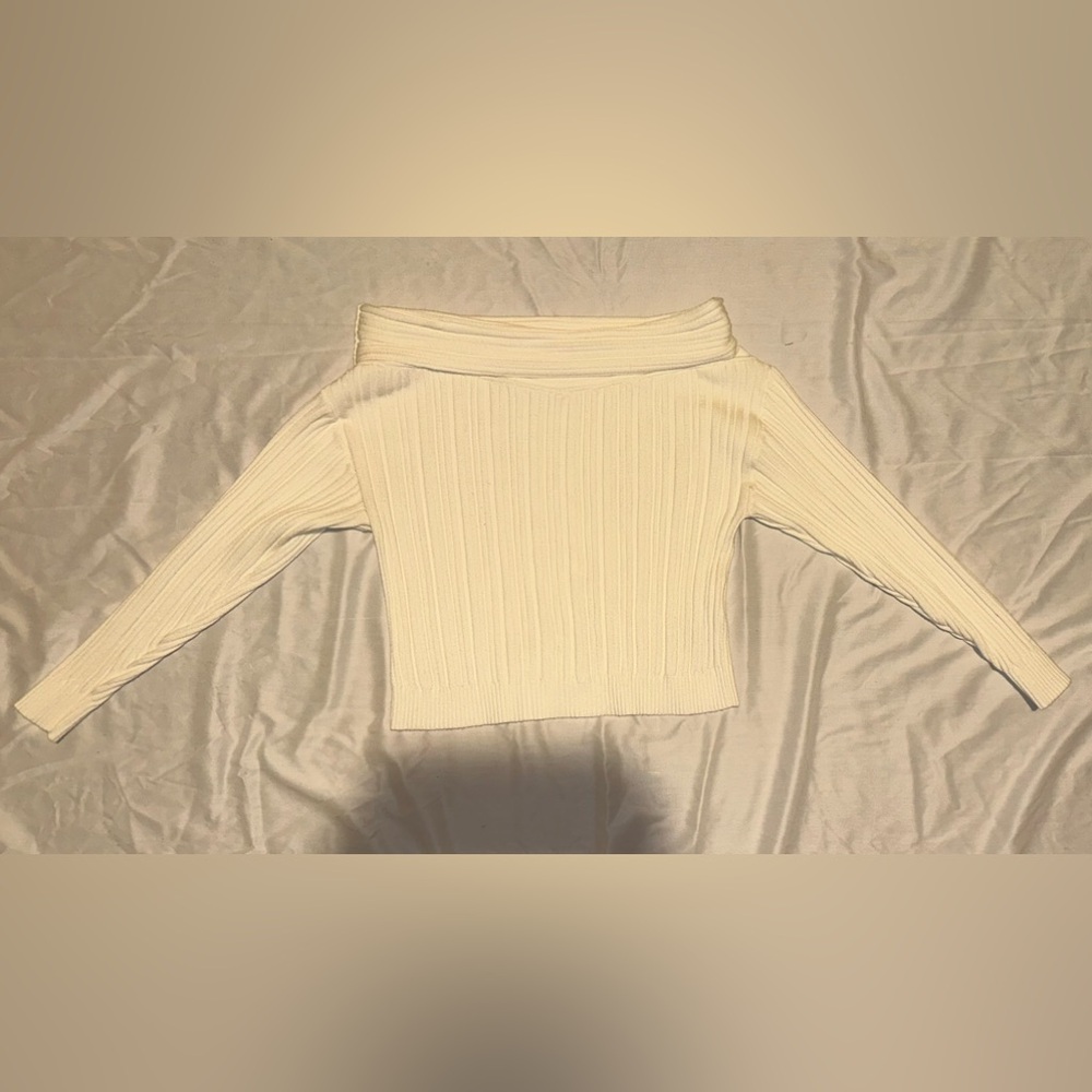 Off the shoulder cream sweater